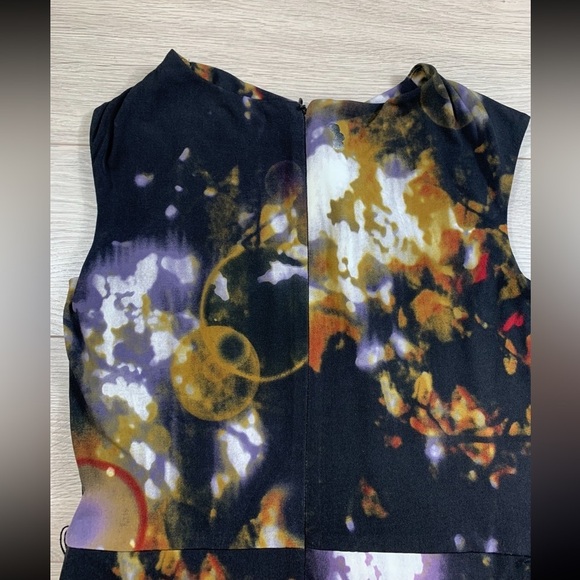 Calvin Klein Multicolour Printed Cowl Neck Knee Length Sleeveless Dress - Picture 4 of 9